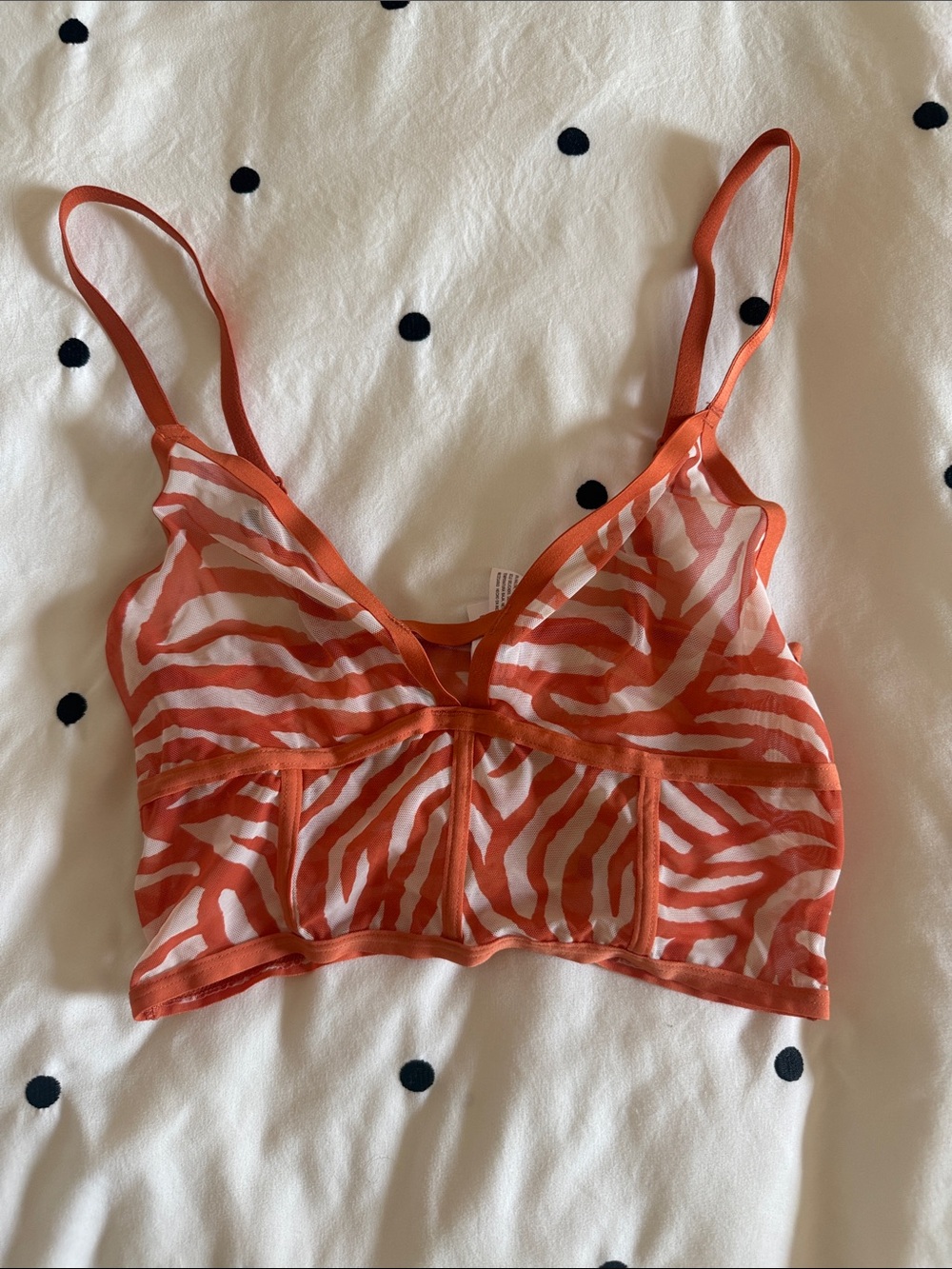 Auden Sheer Zebra-Print Bralette - Orange